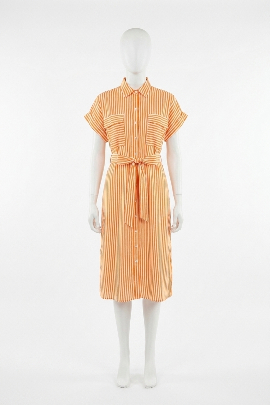 NEW COMPANIA FANTASTICA stripe midi dress in orange